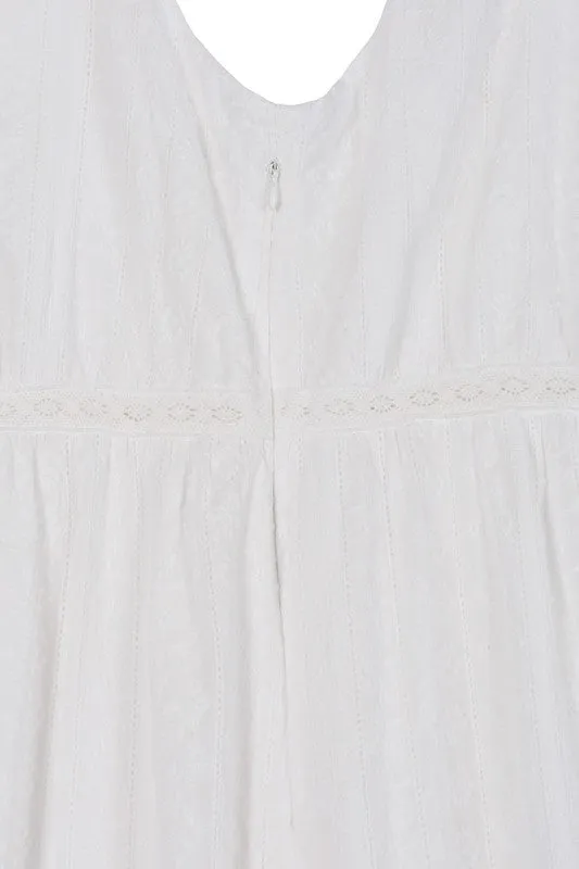 Beautiful Embroidered Ruffled Tiered V-Neck Fashion Dress