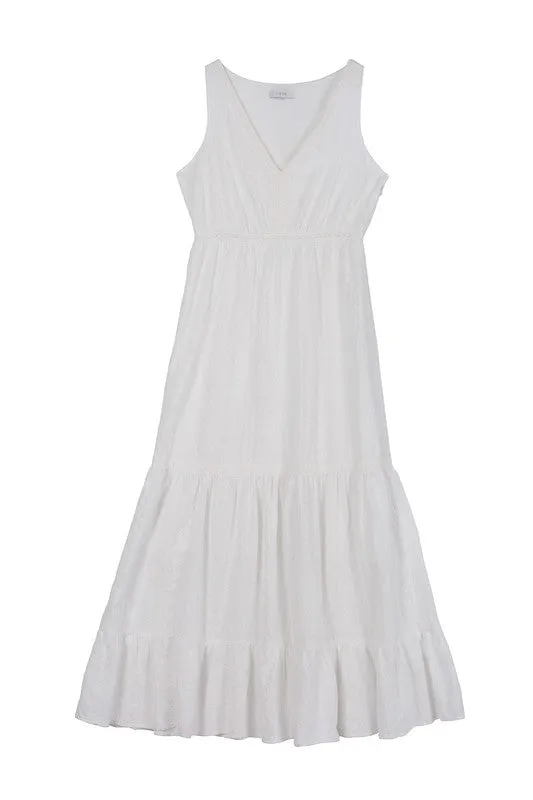 Beautiful Embroidered Ruffled Tiered V-Neck Fashion Dress