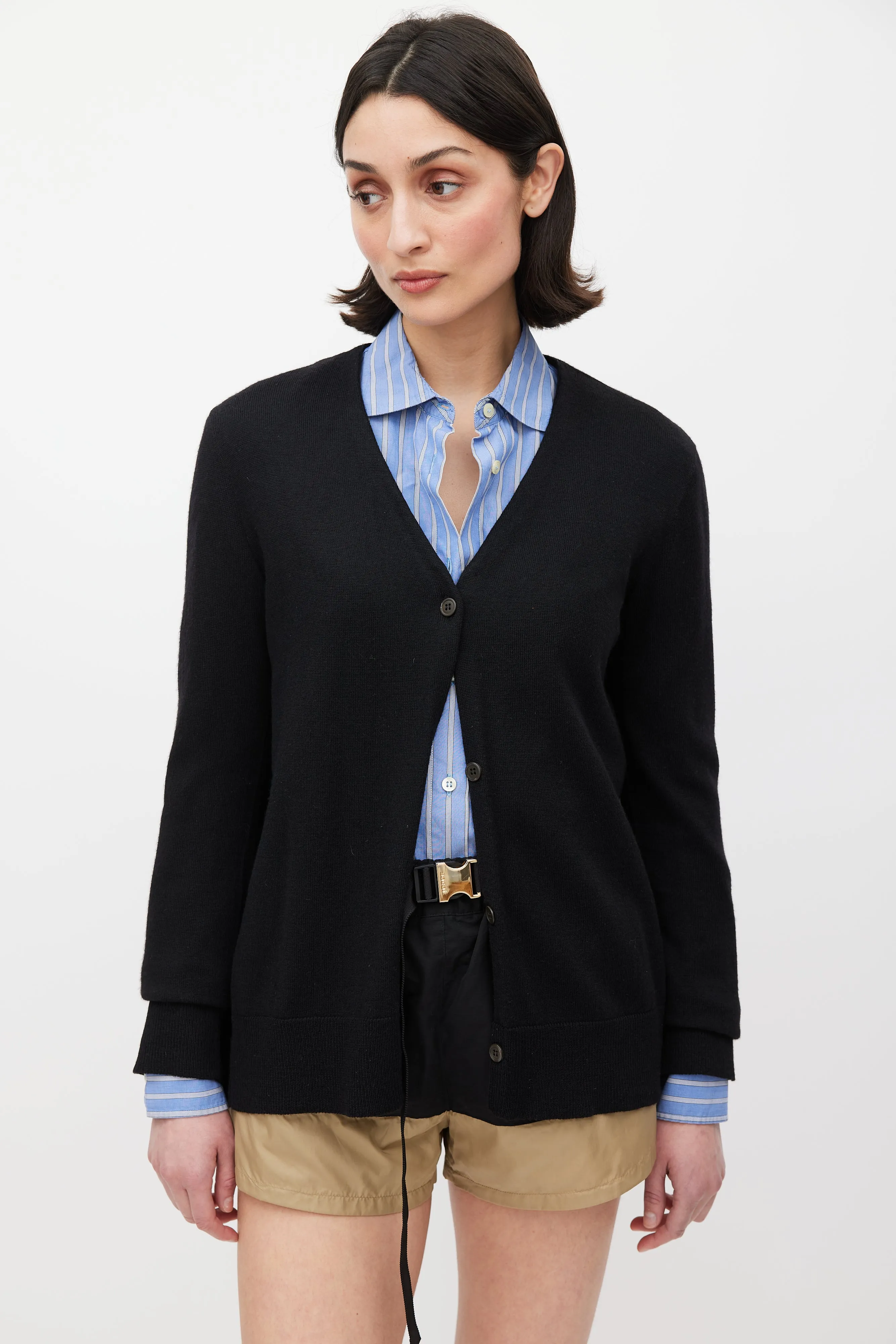 Black Knit Open Back Cardigan
