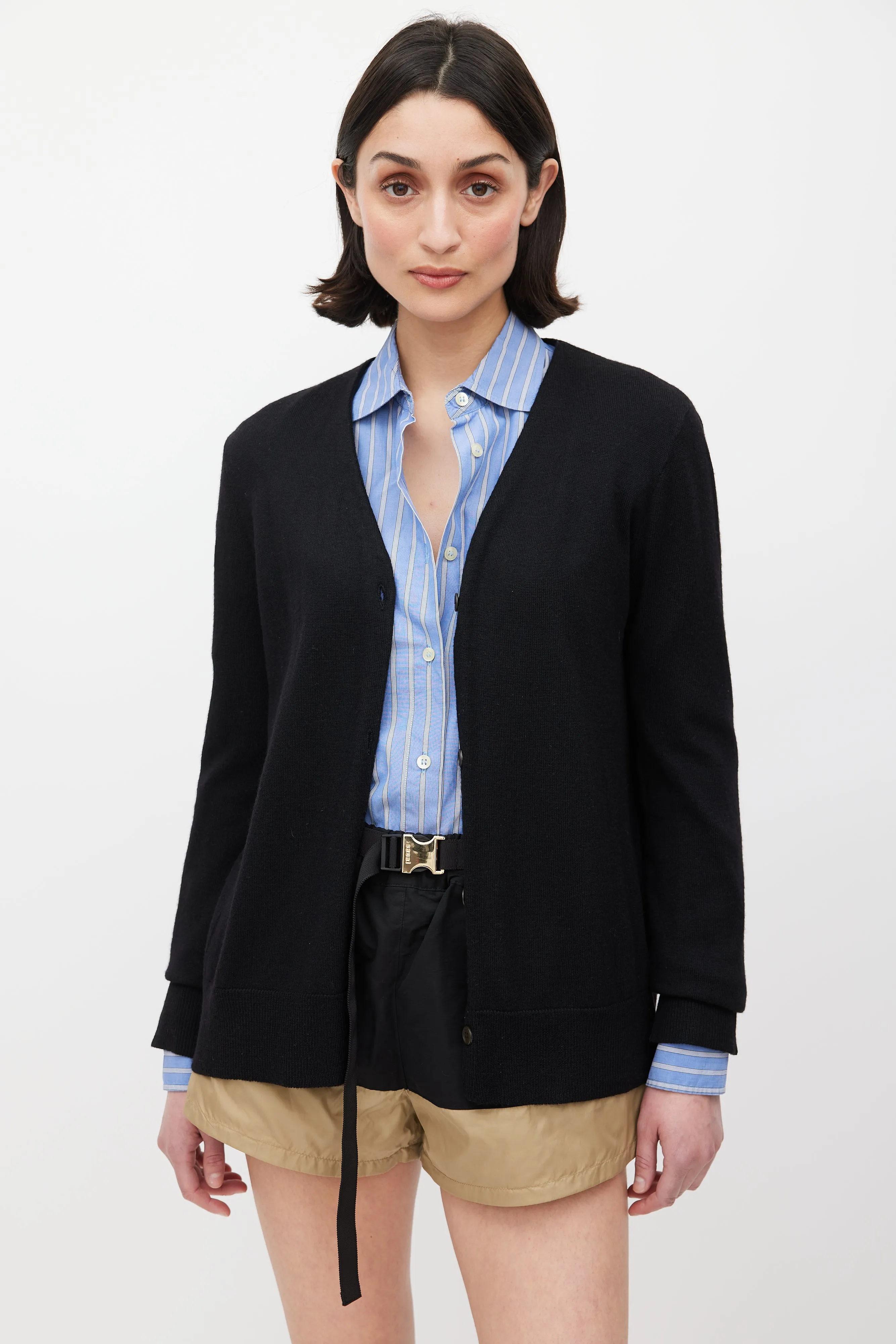 Black Knit Open Back Cardigan