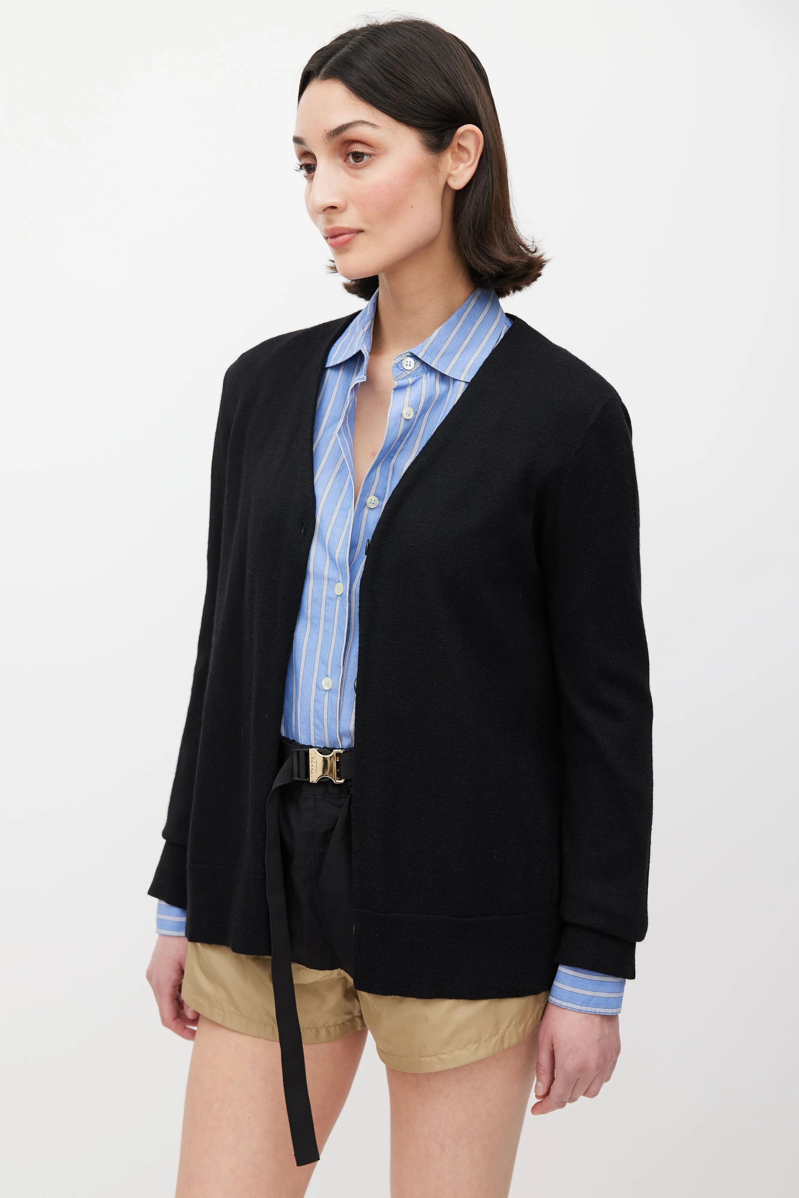 Black Knit Open Back Cardigan