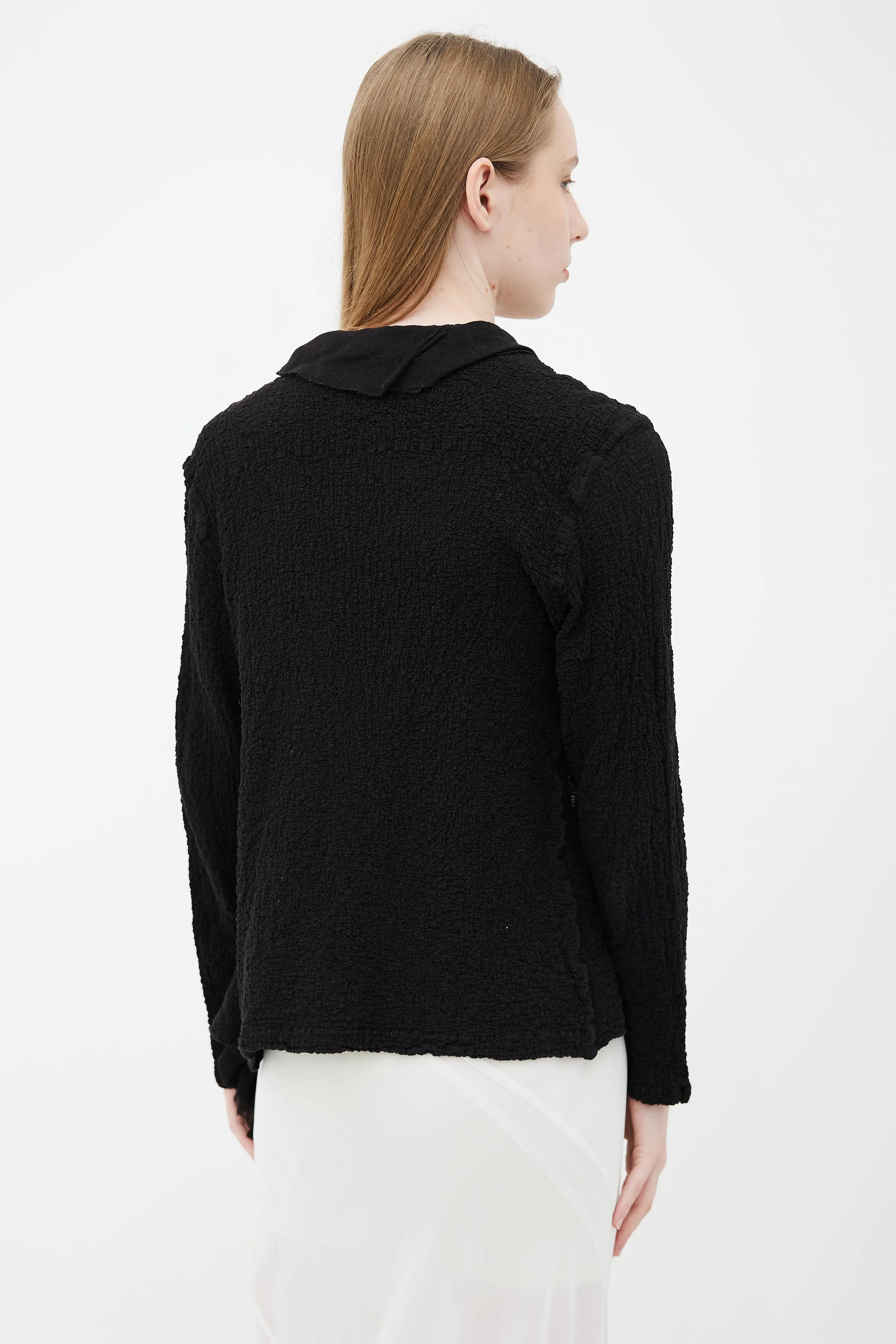Black Ruffle Open Long Sleeve Cardigan