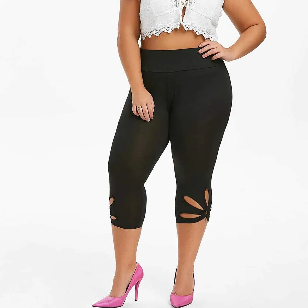 Capri Leggings for Women Plus Size Elastic High Waisted Tummy Control Cropped Yoga Pants Casual Cute Soft Comfy Capris Tights