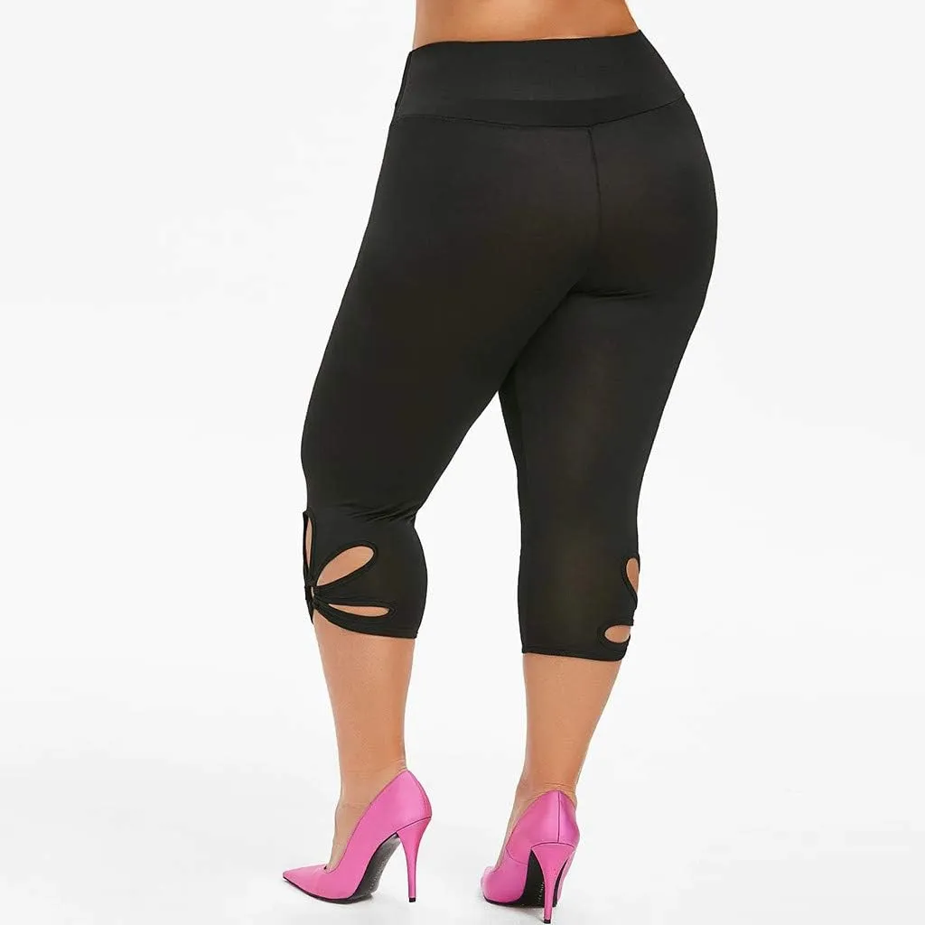 Capri Leggings for Women Plus Size Elastic High Waisted Tummy Control Cropped Yoga Pants Casual Cute Soft Comfy Capris Tights