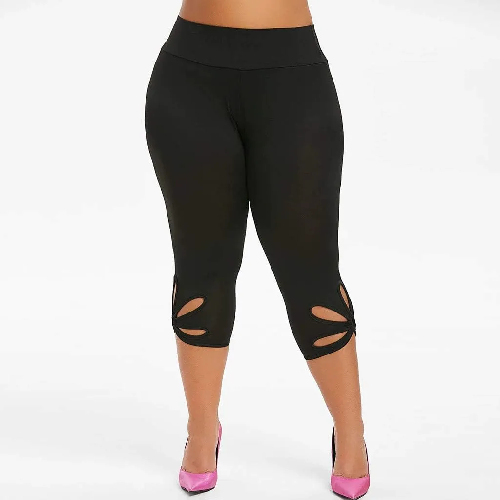 Capri Leggings for Women Plus Size Elastic High Waisted Tummy Control Cropped Yoga Pants Casual Cute Soft Comfy Capris Tights