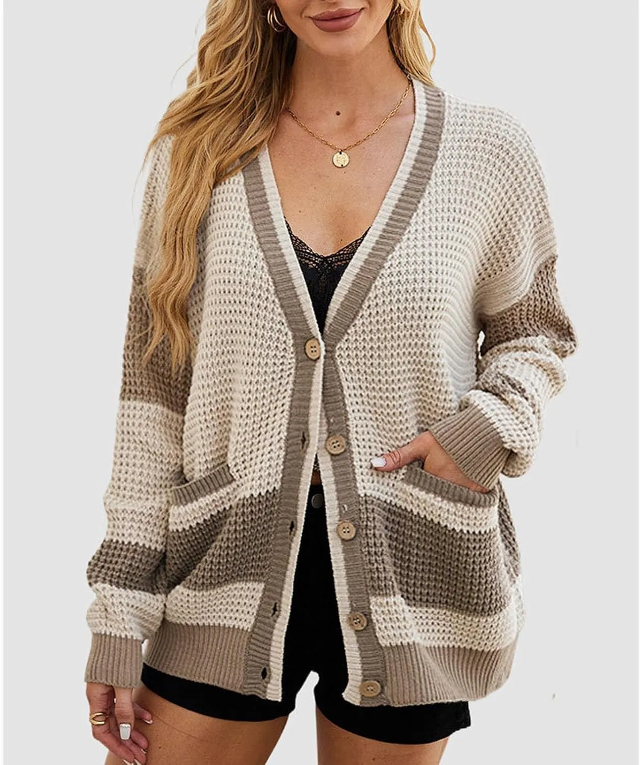 Cardigan Sweaters for Women Lightweight Button Down Cardigan Sweaters Long Sleeve V Neck Knit Tops with Pockets