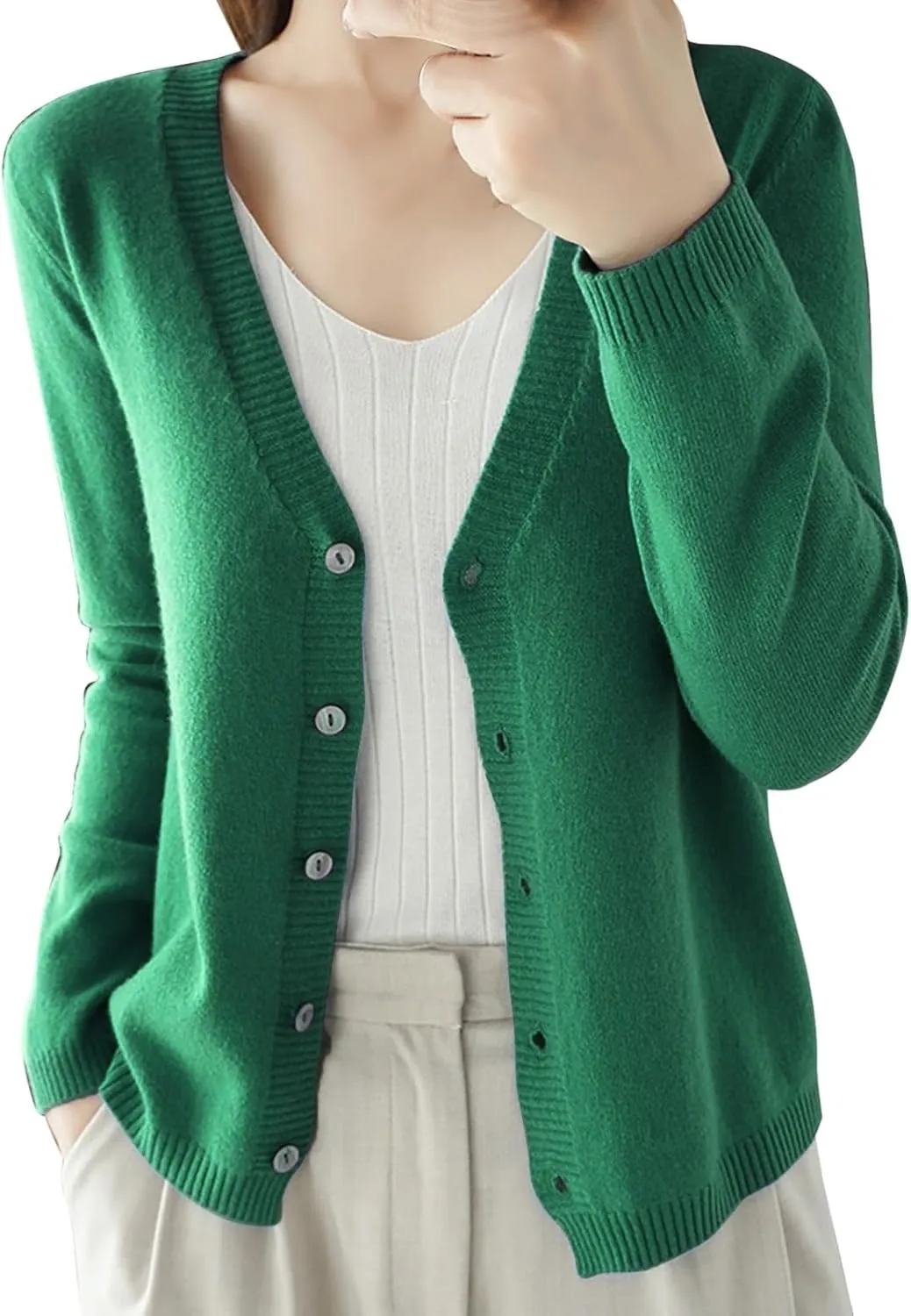 Cropped Cardigan Sweaters for Women 2024 Lightweight Knit Cardigan Long Sleeve V Neck Button Down Fall Outerwear