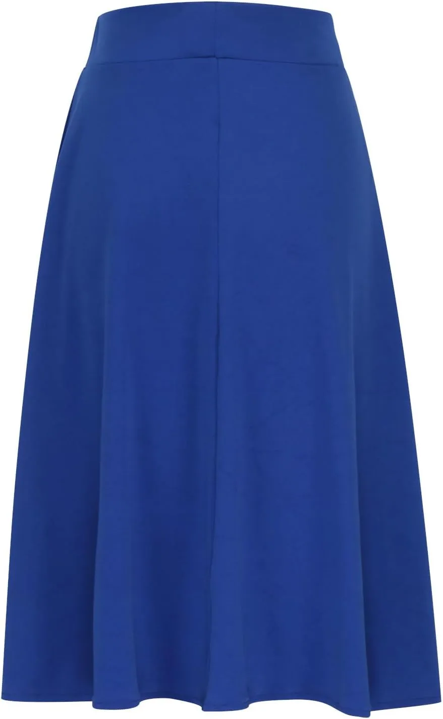 DDAPJ pyju Women's High Waist A-Line Midi Skirt Plus Size Spring Summer Long Skirts Solid Color Basic Loose Flowy Skirt