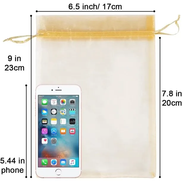 HRX Package 100pcs Organza Drawstring Bags Mixed Color, 6 x 9 inches Christmas Wedding Shower Party Favors Gift Mesh Bags Pouches for Jewelry Makeup