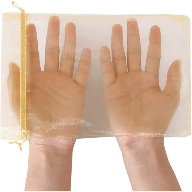 HRX Package 100pcs Organza Drawstring Bags Mixed Color, 6 x 9 inches Christmas Wedding Shower Party Favors Gift Mesh Bags Pouches for Jewelry Makeup