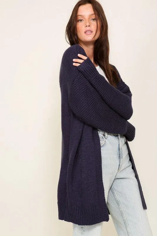 I heart you Long Sleeve Open Front Cardigan With Back Heart