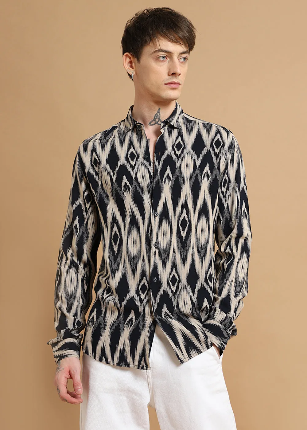 Ikat Black Feather Shirt
