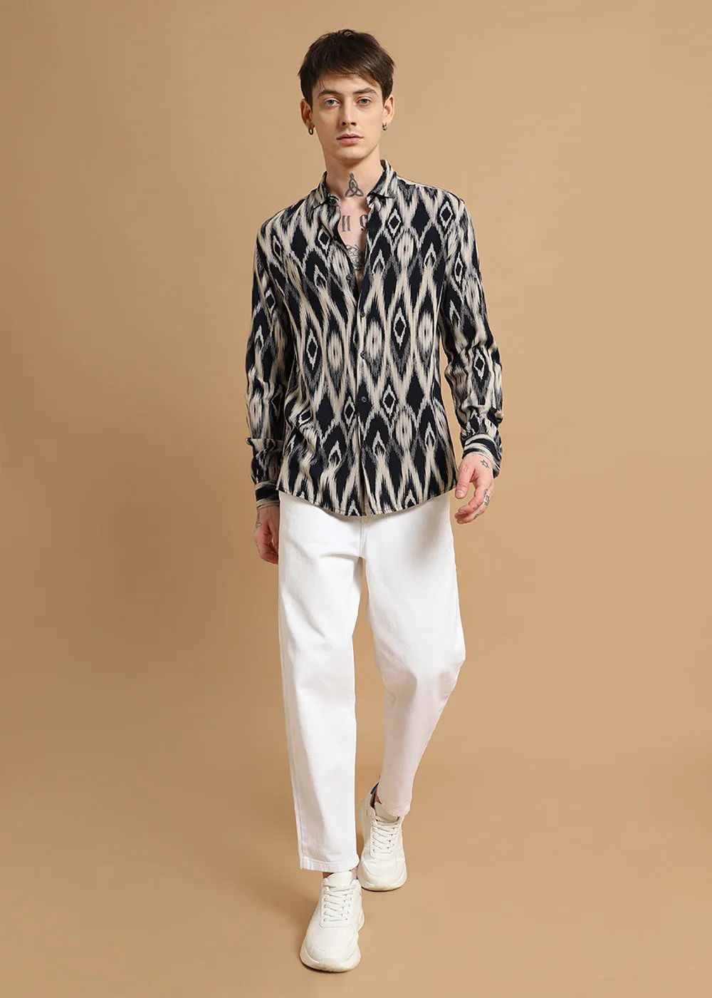 Ikat Black Feather Shirt