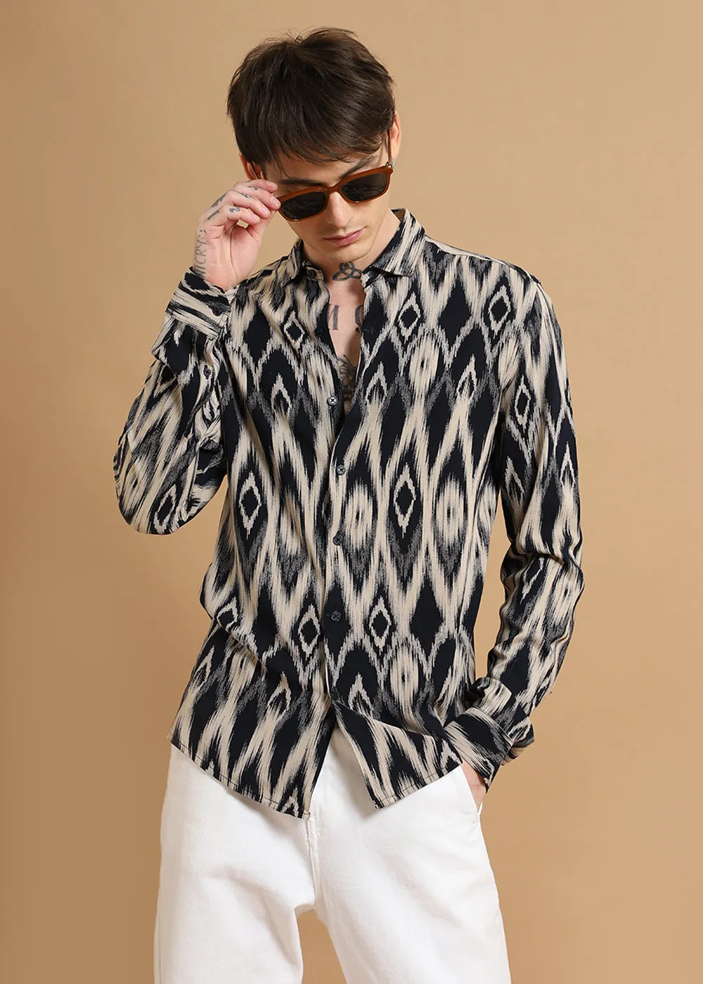 Ikat Black Feather Shirt