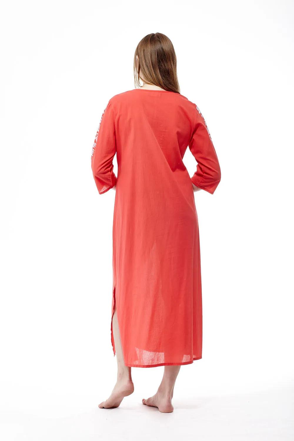 La Cera 3/4 Quarter Length Sleeve Embroidered Caftan