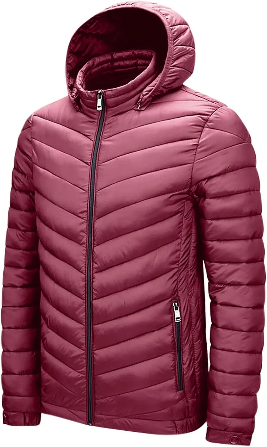 Men's Lightweight Packable Puffer Jacket Winter Insulated Puffy Jacket Hooded Down Coat for Snow Ski Hiking Travel