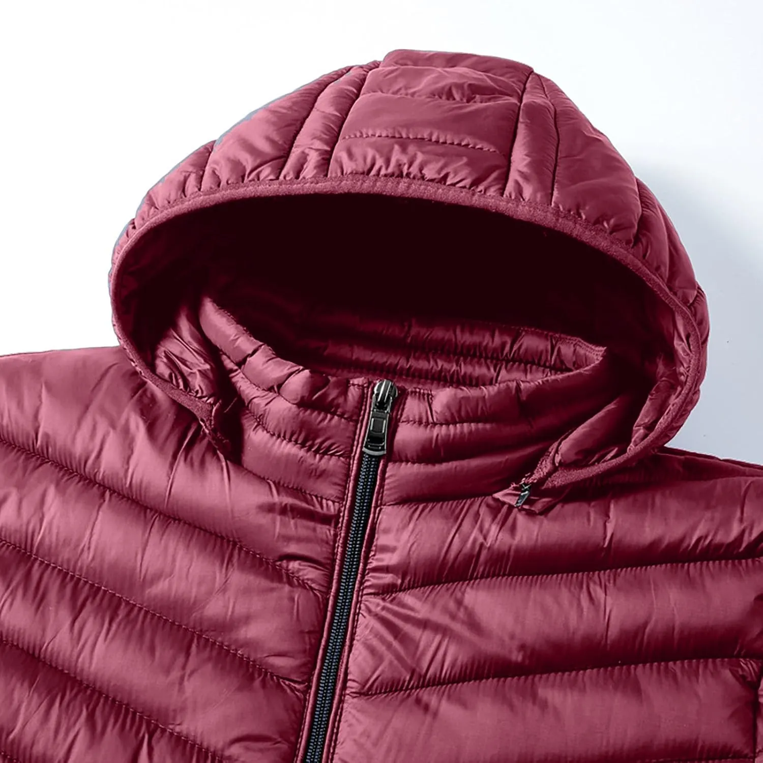 Men's Lightweight Packable Puffer Jacket Winter Insulated Puffy Jacket Hooded Down Coat for Snow Ski Hiking Travel