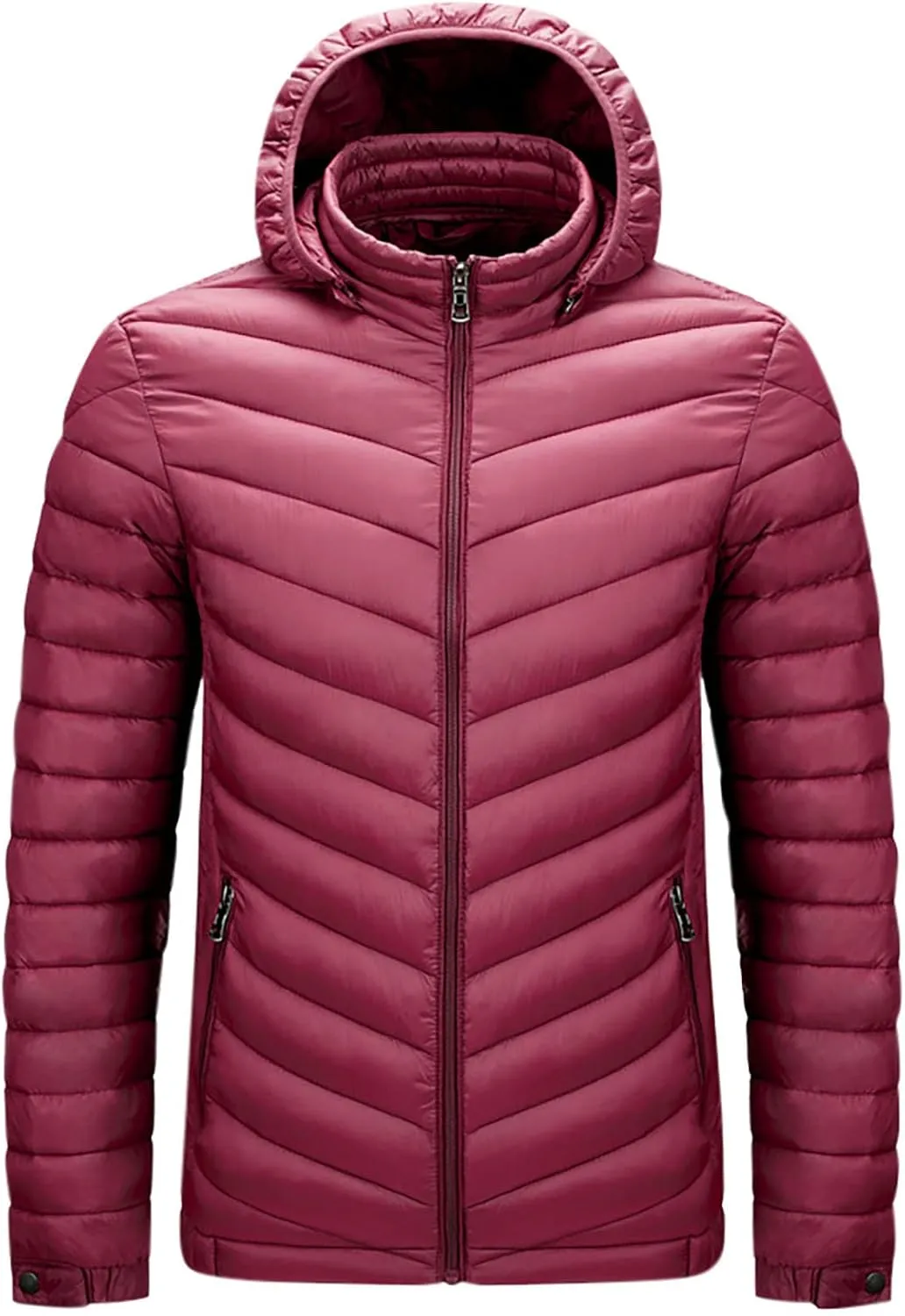 Men's Lightweight Packable Puffer Jacket Winter Insulated Puffy Jacket Hooded Down Coat for Snow Ski Hiking Travel