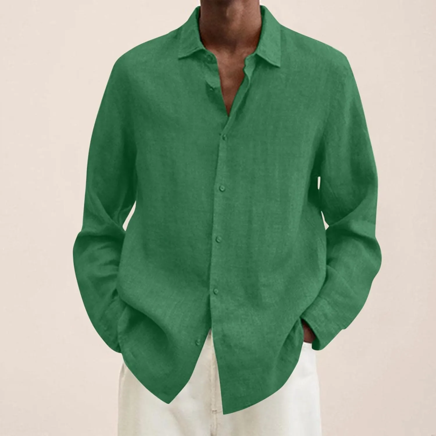 Muscularfit Mens Tshirts Casual Light Weight Cotton Linen Button Down Shirts Summer Spring Long Sleeve Solid Work Dress Shirt