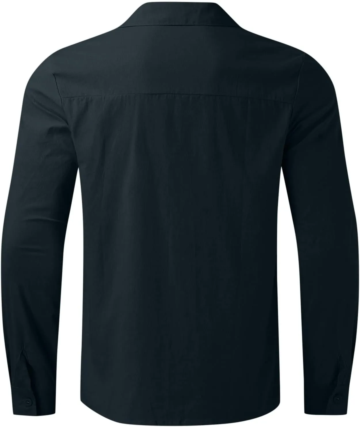 Muscularfit Mens Tshirts Casual Light Weight Cotton Linen Button Down Shirts Summer Spring Long Sleeve Solid Work Dress Shirt