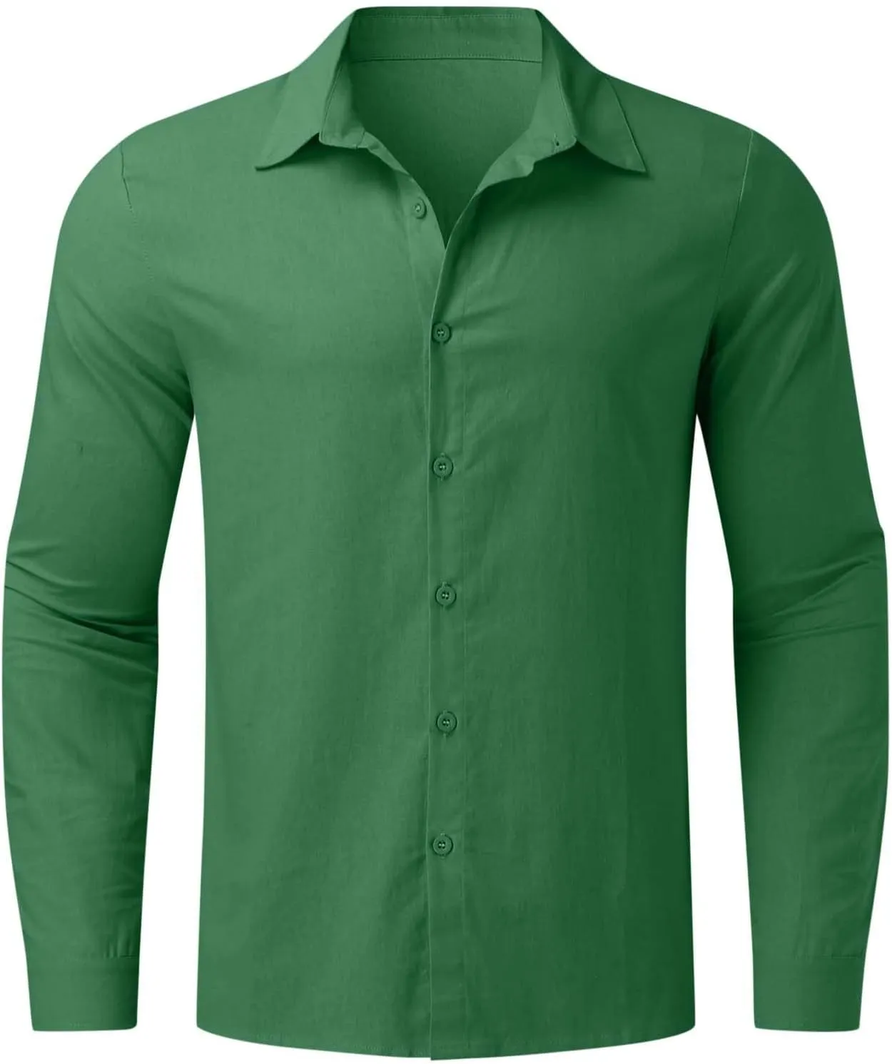 Muscularfit Mens Tshirts Casual Light Weight Cotton Linen Button Down Shirts Summer Spring Long Sleeve Solid Work Dress Shirt
