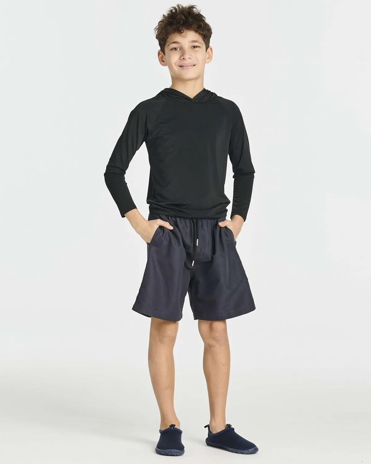 Real Essentials 3 Pack:Youth Rashguard Hoodie UPF UV Sun Protection Long Sleeve Swim Fishing Shirt - Boys & Girls (Ages 4-16)