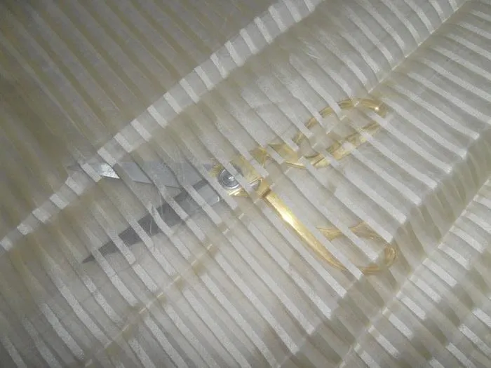 SILK ORGANZA FABRIC W/THIN SATIN STRIPES [6045]