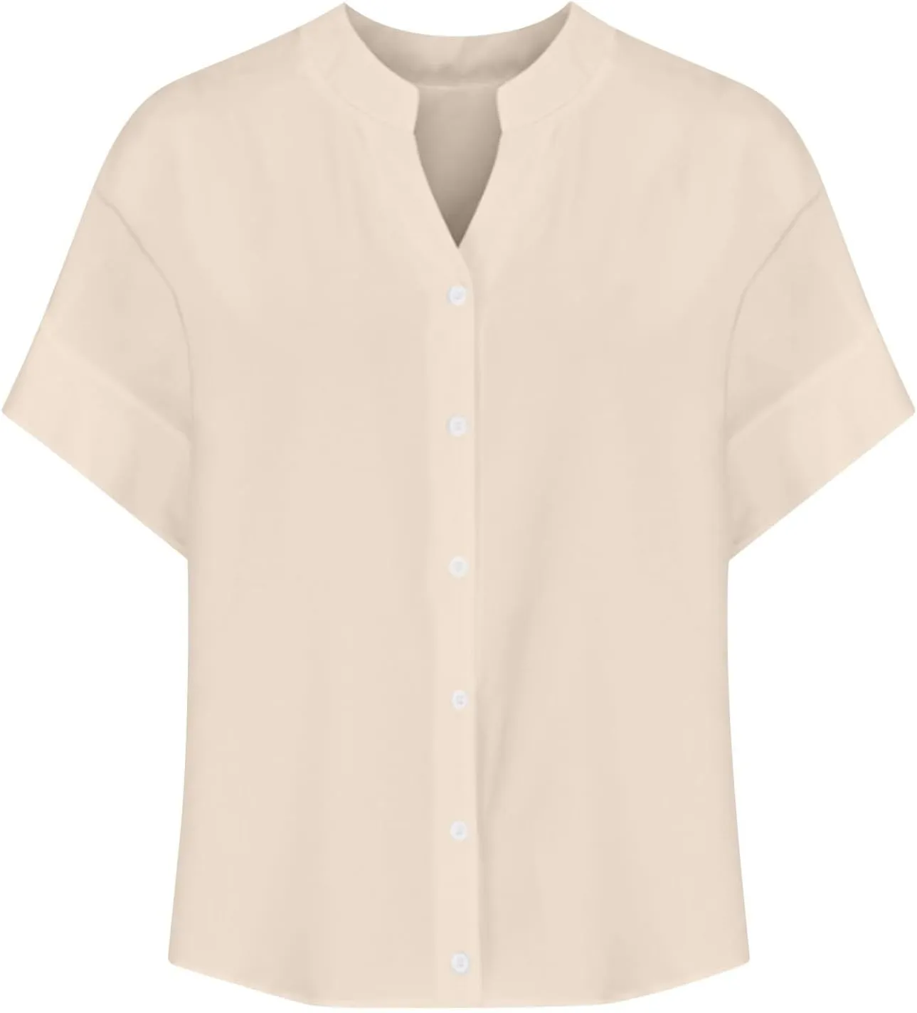 Summer Linen Tops for Women Trendy Button Down Shirts Sexy V Neck T Shirts Dressy Casual Boho Top Short Sleeve Blouse