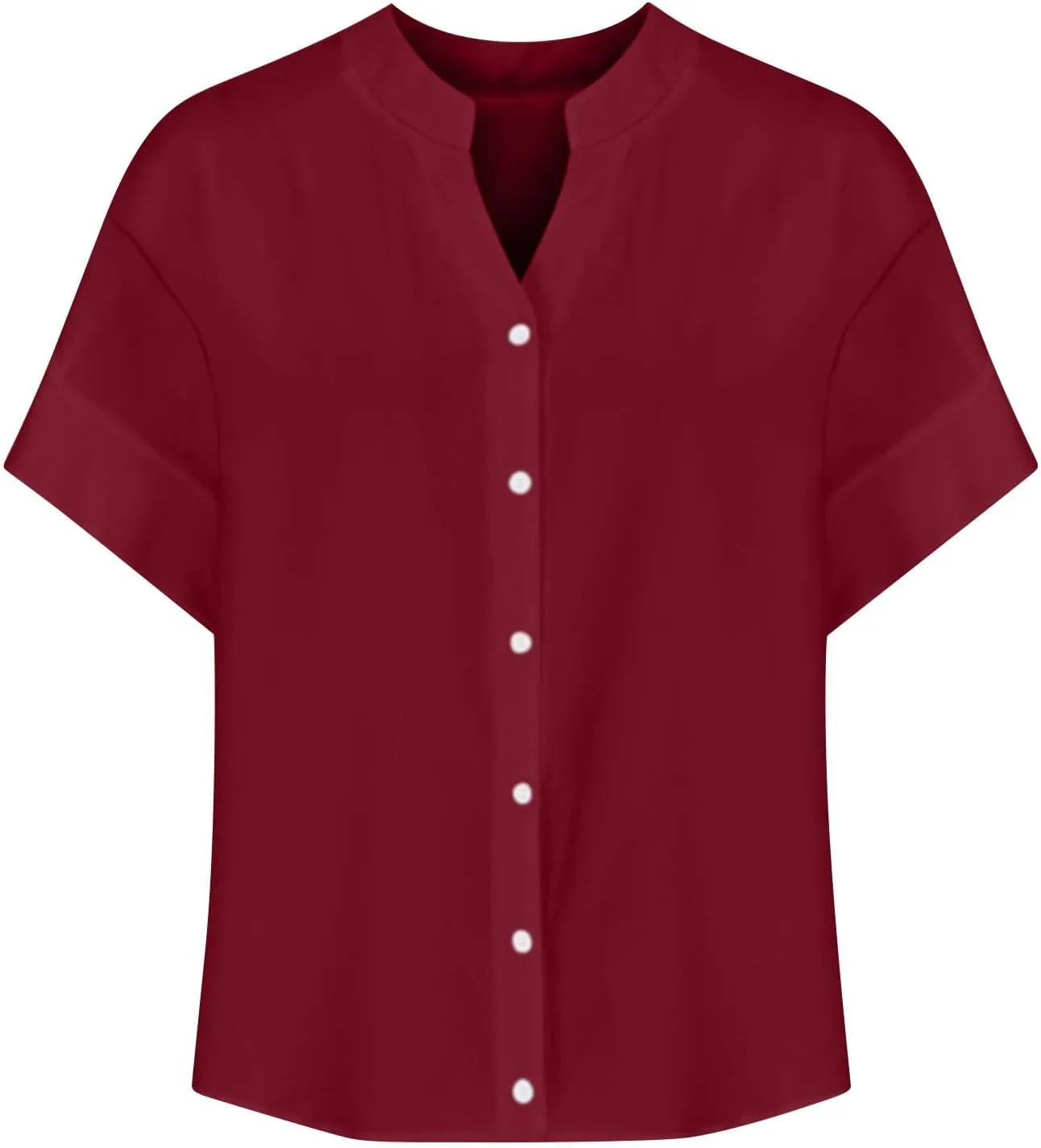 Summer Linen Tops for Women Trendy Button Down Shirts Sexy V Neck T Shirts Dressy Casual Boho Top Short Sleeve Blouse