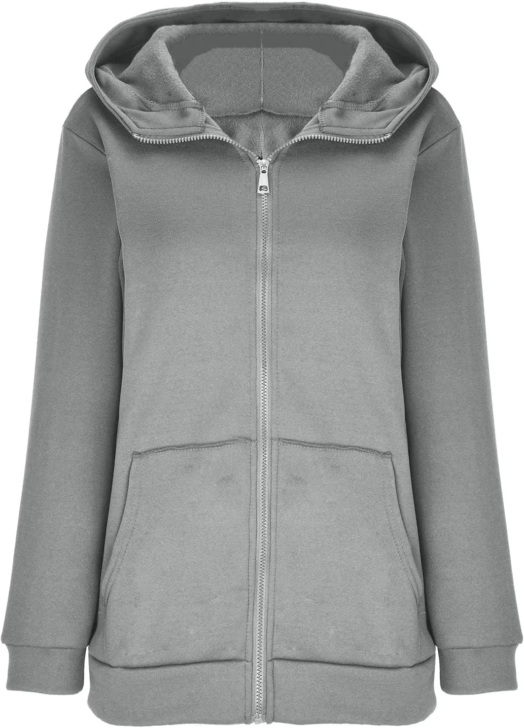 Women Zip Up Sweatshirt Fall Fleece Cozy Long Sleeve Plus Size Jacket Solid Color Y2k Trendy Hoodies with Pockets
