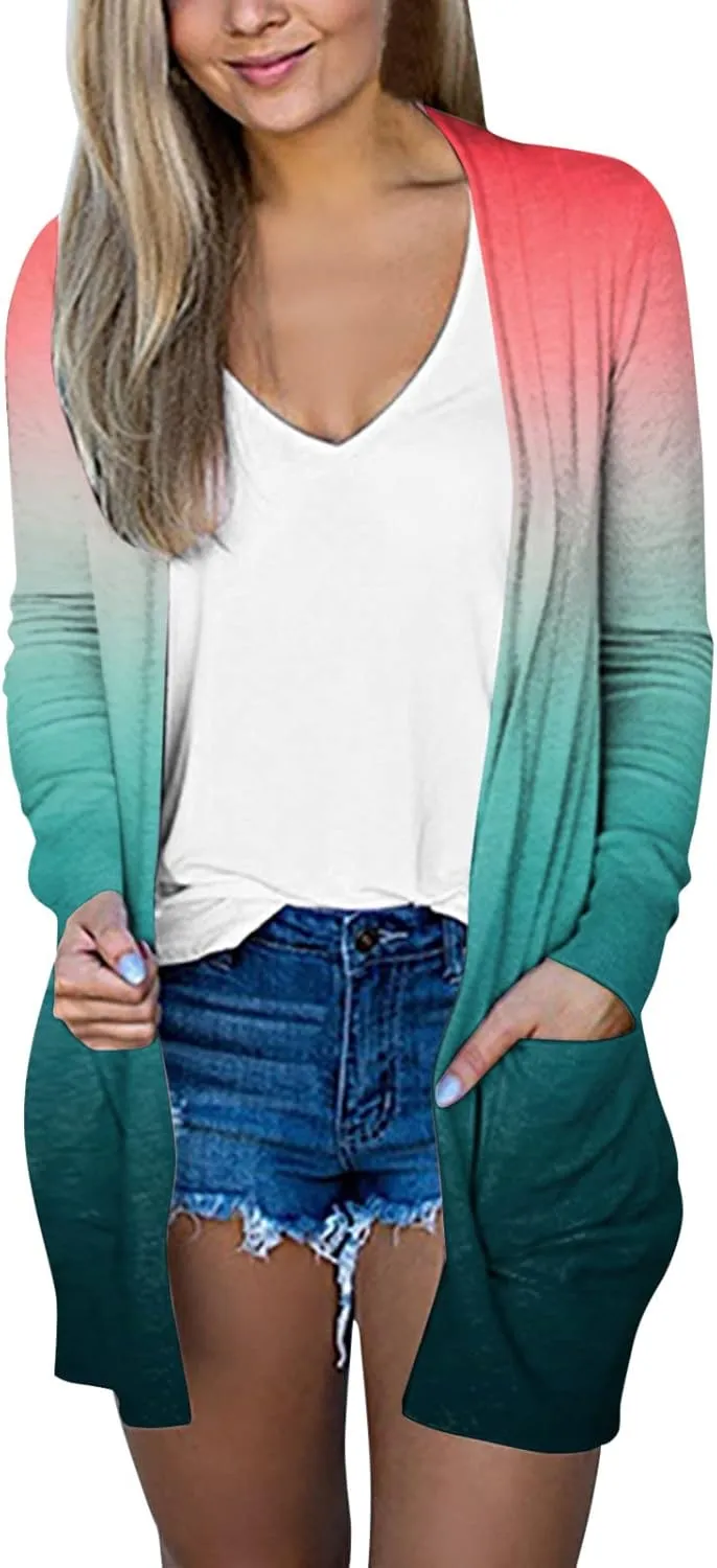 Women's Cardigan Sweaters 2023 with Pockets Knitting Cardigans Outerwear Chunky Jacket Coat