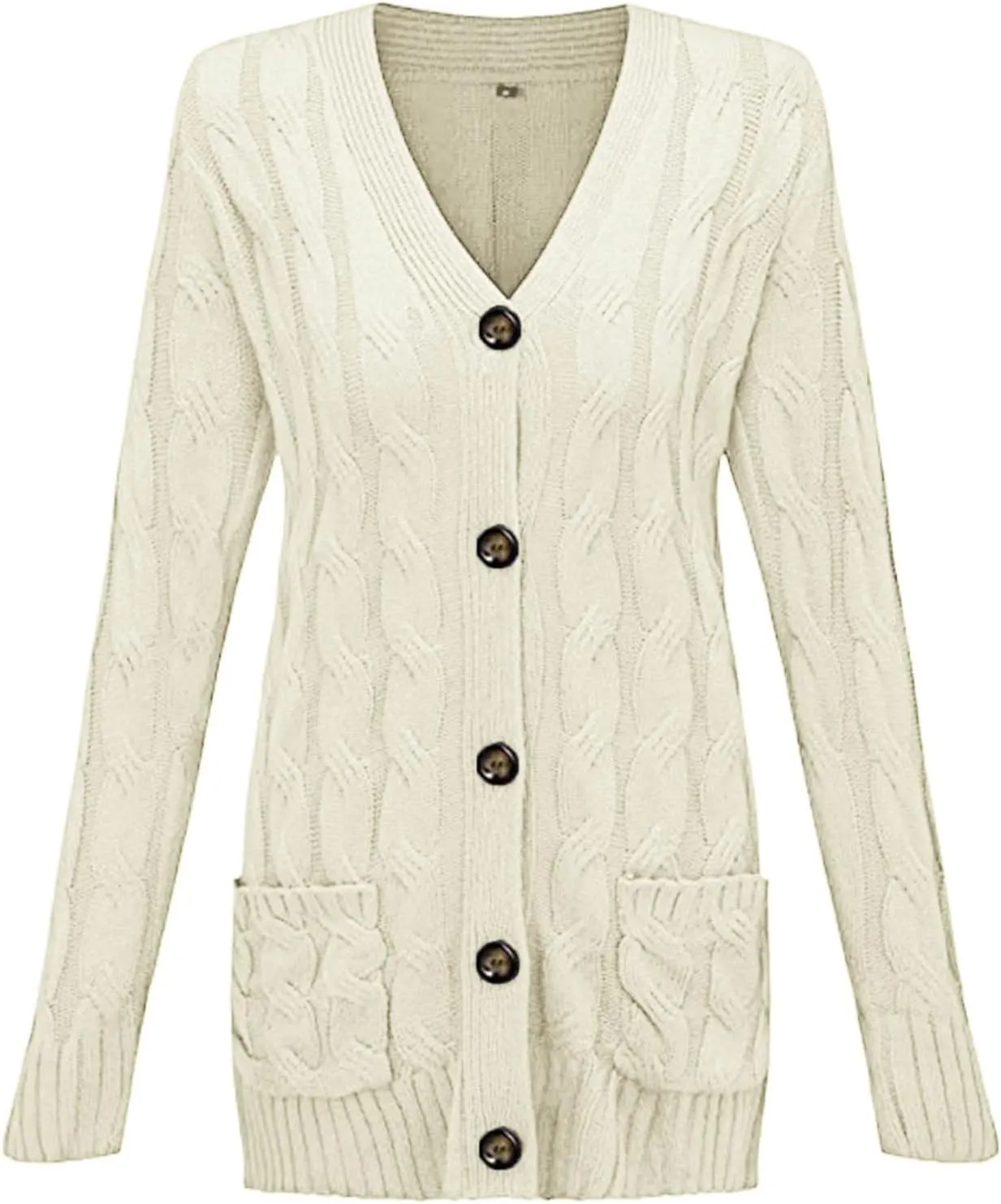 Womens Cardigan Sweaters 2024 Fall Sweaters Preppy Chunky Cable Knit Cardigan with Pockets Outwear Coat