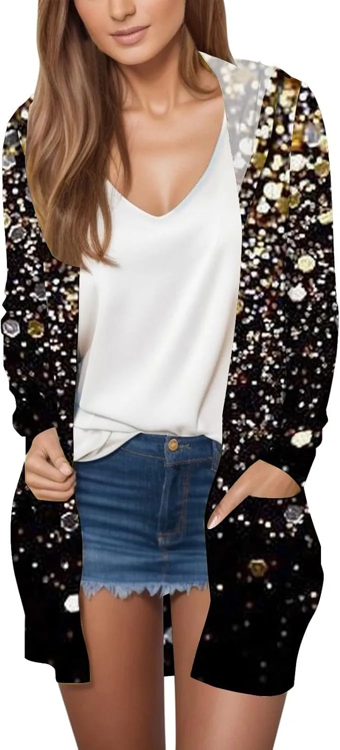 Womens Cardigans Summer Lightweight Long Sleeve with Pockets 2024 Plus Size Casual Loose Thin Open Front Cardigan