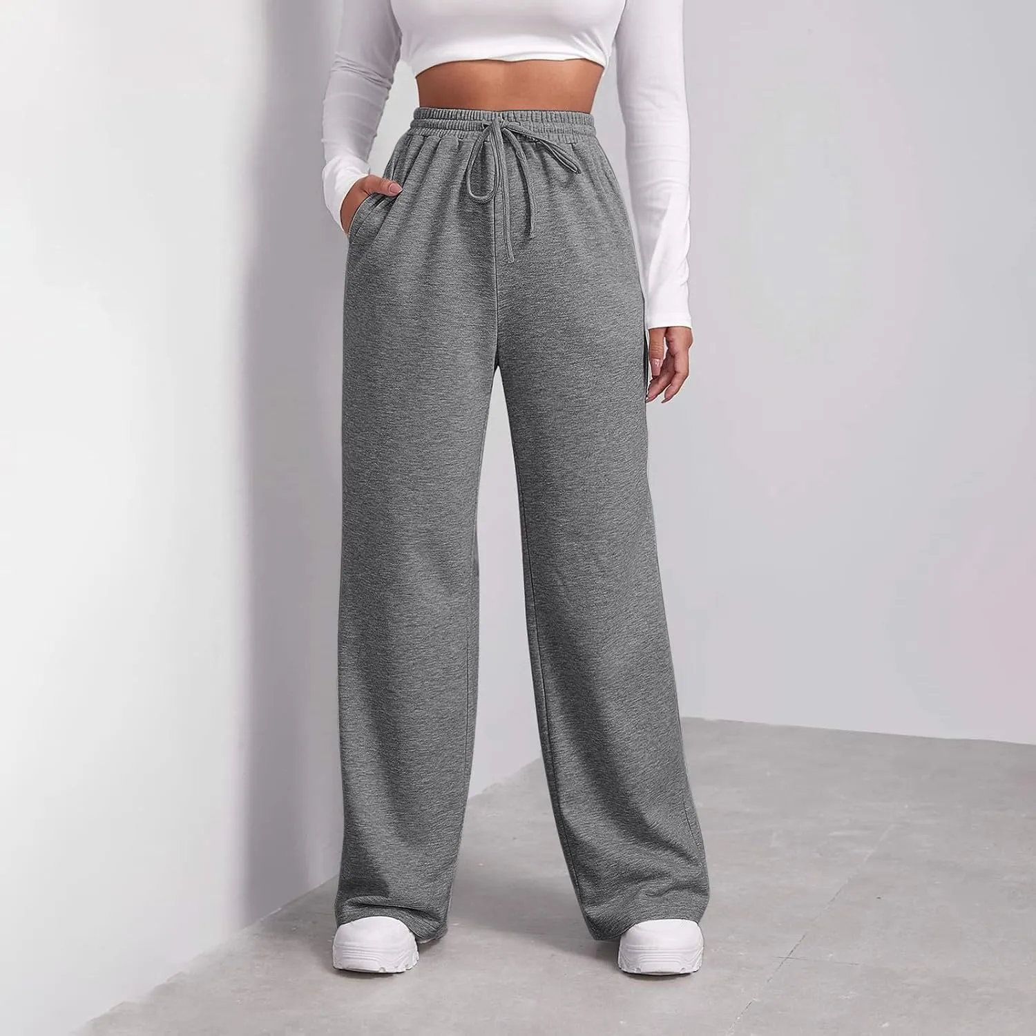 Womens Cargo Sweatpants Wide Leg Y2k Pants for Women High Waisted Casual Loose Trousers Loose Fit for Yoga Trousers