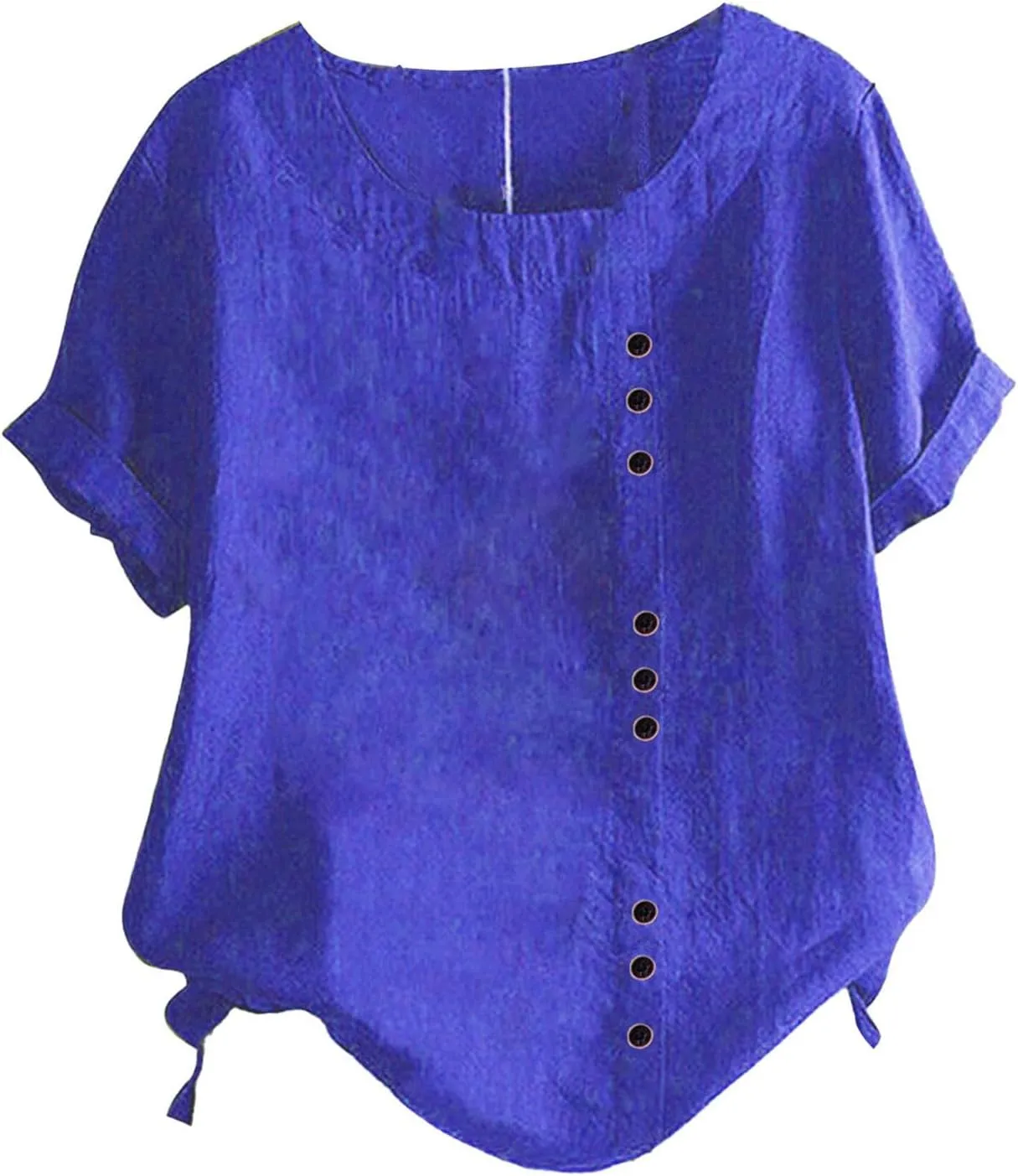 Women's Embroidered T Shirts Summer Cotton Linen Casual Blouse Short Sleeve Round Neck Tops Oversized Boho Tees